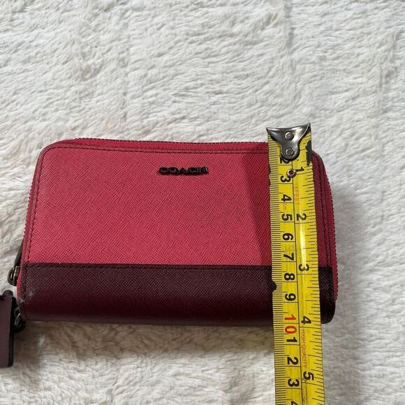 Coach Pink & Maroon Colorblock Double Zipper Clutch Wallet - Picture 8 of 9